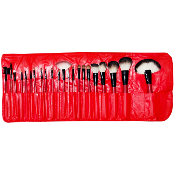 Be Chic! Luxury Red Collection sada 22 kozmetických štetcov
