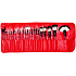Be Chic! Luxury Red Collection sada 22 kozmetických štetcov