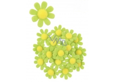 Kvety z filcu s Lepik zelené dekorácie 3,5 cm v krabičke 18 kusov