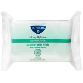 Cuticura Skin + Balance Zinok a výťažky z uhorky čistiace pleťové obrúsky pre normálnu pleť 25 kusov