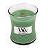 Woodwick White Willow Moss - Vrba a Mach vonná sviečka s dreveným knôtom a viečkom sklo malá 85 g