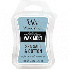 Woodwick Sea Salt & Cotton - Morská soľ a bavlna vonný vosk do aromalampy 22.7 g