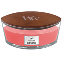 Woodwick Melon & Pink Quartz - Melón a ružový kremeň vonná sviečka s dreveným širokým knôtom a viečkom sklo loď 453 g