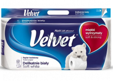 Toaletný papier Velvet White Soft Soft White 162 skartovaný 3 vrstvový 8 ks