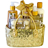 Salsa Collection Luxury Gold sprchový gél 200 ml + telové mlieko 270 ml + telový sprej 120 ml + šumivé gule do kúpeľa 6 x 15 g + soľ do kúpeľa 200 g + zlatá taška, kozmetická sada