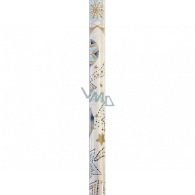 Ditipo Silent Winter Darčekový baliaci papier 70 x 200 cm Biely so zlatými, modrými a fialovými hviezdami