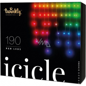 Twinkly Icicle Multi Color inteligentné svetlá 190 kusov ovládané cez aplikáciu farebné 5 m