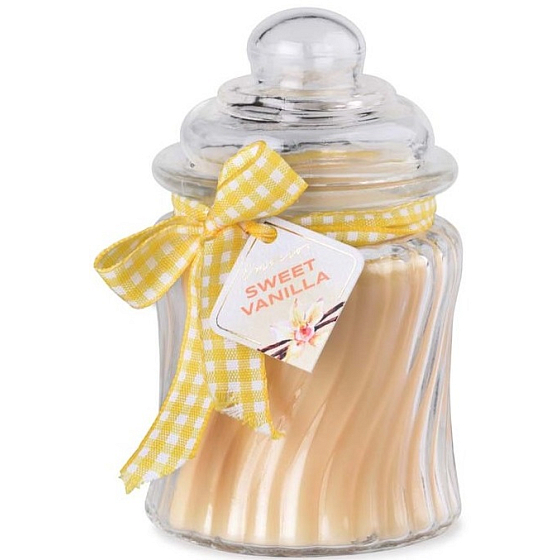 Emocio Sweet Vanilla - Sviečka s vôňou sladkej vanilky, sklo so skleneným viečkom 76 x 125 mm 485 g