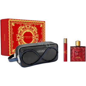 Versace Eros Flame Eau de Parfum 100 ml + Eau de Parfum Miniature 10 ml + kozmetická taštička, darčeková sada pre mužov