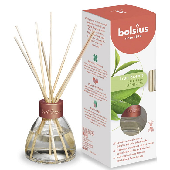 Bolsius Aromatic True Scents Green Tea - Difuzér zeleného čaju s tyčinkami 45 ml