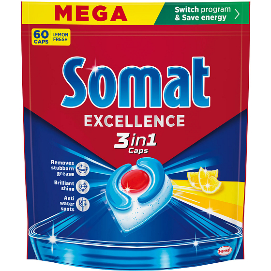 Somat Excellence 3v1 Citrón tablety do myčky, 60 ks
