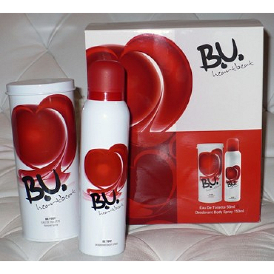B.U. Heartbeat toaletná voda 50 ml + dezodorant v spreji 150 ml, darčeková súprava pre ženy