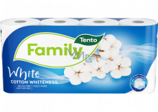 Tento Family Cotton Whiteness toaletný papier biely 2 vrstvový 150 útržkov 8 kusov