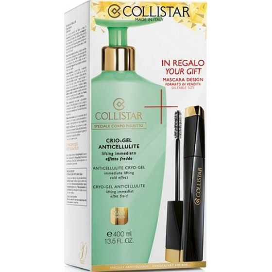 Collistar Crio-Gel Anticellulite chladivý gél proti celulitíde 400 ml + Design riasenka čierna 11 ml, kozmetická sada