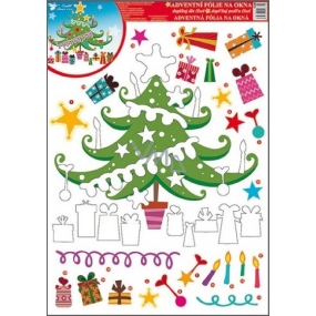 Okenné fólie bez lepidla adventný kalendár vianočný stromček 42 x 30 cm