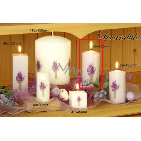 Lima Kvetina Levanduľa vonná sviečka svetlo fialová s obtiskom levandule valec 60 x 120 mm 1 kus