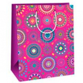 Ditipo Darčeková papierová taška 26 x 32,5 x 13,8 cm ružová farebné mandaly