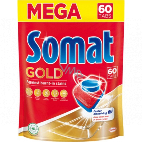 Somat Gold 12 akčných tabliet do umývačky riadu, pomáha odstrániť aj odolné nečistoty bez predumytia 60 tabliet