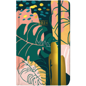 Albi Vreckový diár 2024 s gumičkou Jungle 9,3 x 15 x 1,3 cm