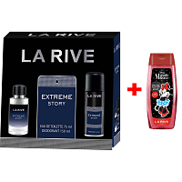 LA RIVE EXTREME STORY toaletná voda 75 ml + deodorant sprej 150 ml, darčeková sada pre mužov + Sprchový gel La Rive 2v1 Minie 250 ml NAVÍAC