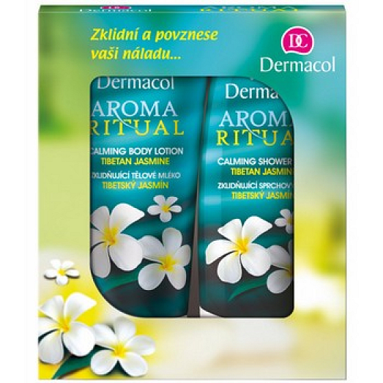 Dermacol Aroma Ritual Tibetský jazmín Upokojujúci sprchový gél 250 ml + telové mlieko 200 ml, kozmetická sada