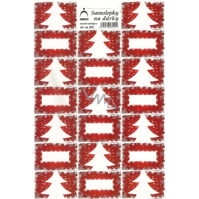 Arch Stromček červený vianočné samolepky na darčeky 20 etikiet 1 arch