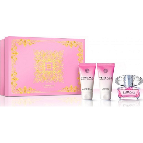 Versace Bright Crystal toaletná voda pre ženy 50 ml + telové mlieko 50 ml + sprchový gél 50 ml, darčeková sada