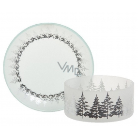 Yankee Candle Winter Trees - Zimné stromy tienidlo malé + tanier malý na sviečku malú Classic 7 x 9 cm (tienidlo) 12 x 12 cm
