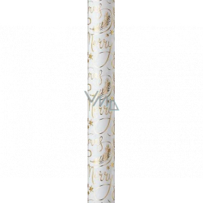 Zowie Darčekový baliaci papier 70 x 150 cm Vianočný Luxusné White Christmas s razbou biely zlatý nápis