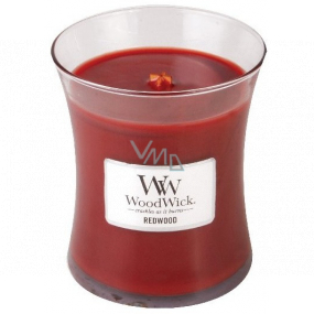 Woodwick Redwood - Santalové drevo vonná sviečka s dreveným knôtom a viečkom sklo stredná 275 g