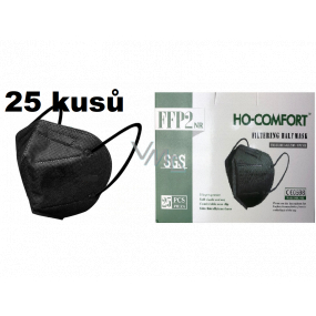 HO-Comfort Respirátor ústna ochranný 5-vrstvový FFP2 tvárová maska Čierna 25 kusov