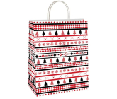 Ditipo Darčeková papierová taška 22 x 10 x 29 cm Vianočné červené a čierne stromčeky