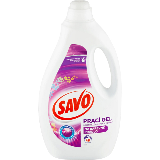 Savo Prací gél s biologicky odbúrateľnými zložkami na farebnú bielizeň 48 dávok 2,4 l