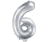 Ditipo Nafukovací fóliový balónik číslo 6 strieborný 35 cm 1 kus