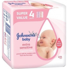Johnsons Baby Extra Sensitive vlhčené obrúsky 224 kusov