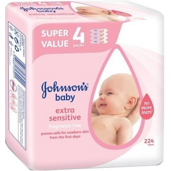 Johnsons Baby Extra Sensitive vlhčené obrúsky 224 kusov