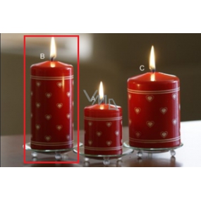 Lima Srdiečko potlač sviečka červená valec 60 x 130 mm 1 kus
