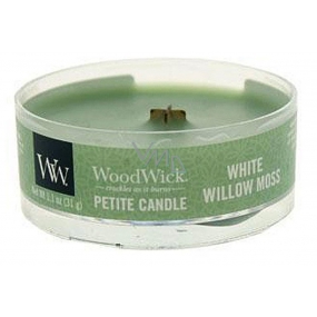 Woodwick White Willow Moss - Vrba a mach vonná sviečka s dreveným knôtom petite 31 g