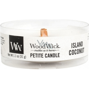 Woodwick Island Coconut - Kokosový ostrov vonná sviečka s dreveným knôtom petite 31 g
