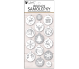 Vianočné nálepky plastové banky s trblietkami 10 x 21 cm