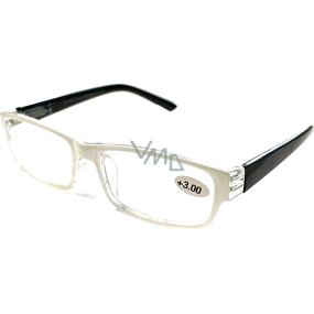 Berkeley Dioptrické okuliare na čítanie +3,0 plastové biele, čierne chrániče 1 kus MC2062