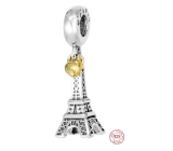 Striebro 925 Eiffelova veža + srdce láska pre Paríž, 2v1 cestovný náramok prívesok