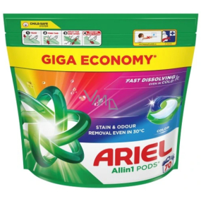 Ariel All in 1 Pods Color gelové kapsle na praní univerzální 70 kusů
