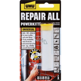 Uhu Repair All Powerkit plastelína pre rýchle opravy, lepenie, tesnenie, modelovanie, montáž a plnenie, vodeodolná 60 g