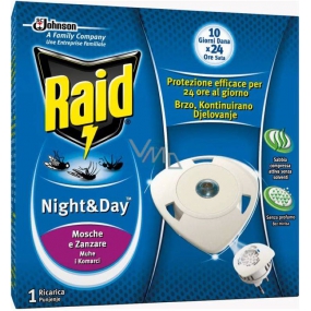 Raid Night & Day náhradná náplň do elektrického odparovača proti komárom, muchám a mravcom 1 kus
