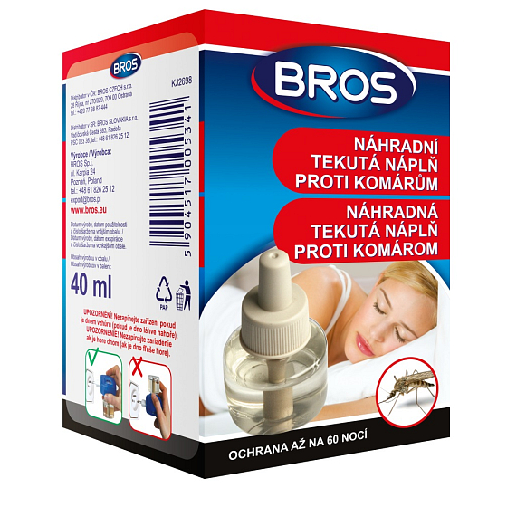 Bros Elektrický odparovač proti muchám a komárom náhradná náplň 40 ml