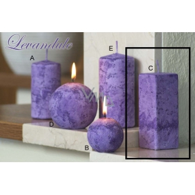 Lima Mramor Levanduľa vonná sviečka fialová hranol 45 x 120 mm 1 kus