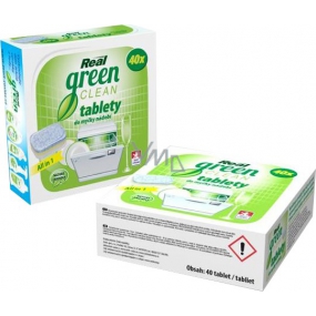 Real Green Clean All in 1 bezfosfátové tablety do umývačky riadu 40 kusov
