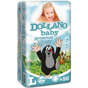 Dollano Baby Krtkova plienky Premium L 9-14 kg plienkové nohavičky 56 kusov