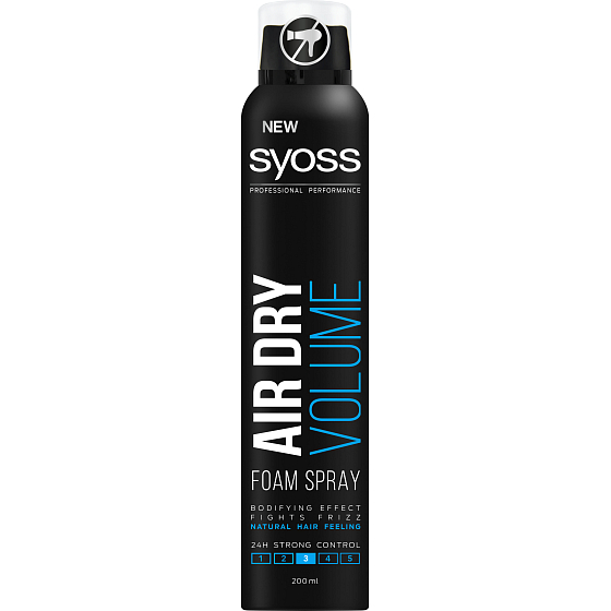 Syoss Air Dry Volume 24 silná fixácia pena pre objem vlasov sprej 200 ml